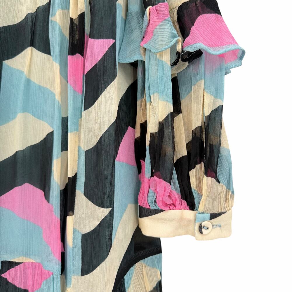 Diane von Furstenberg Heidi Geometric Rectangle Print Long Sleeve Shirt Dress - Picture 8 of 13